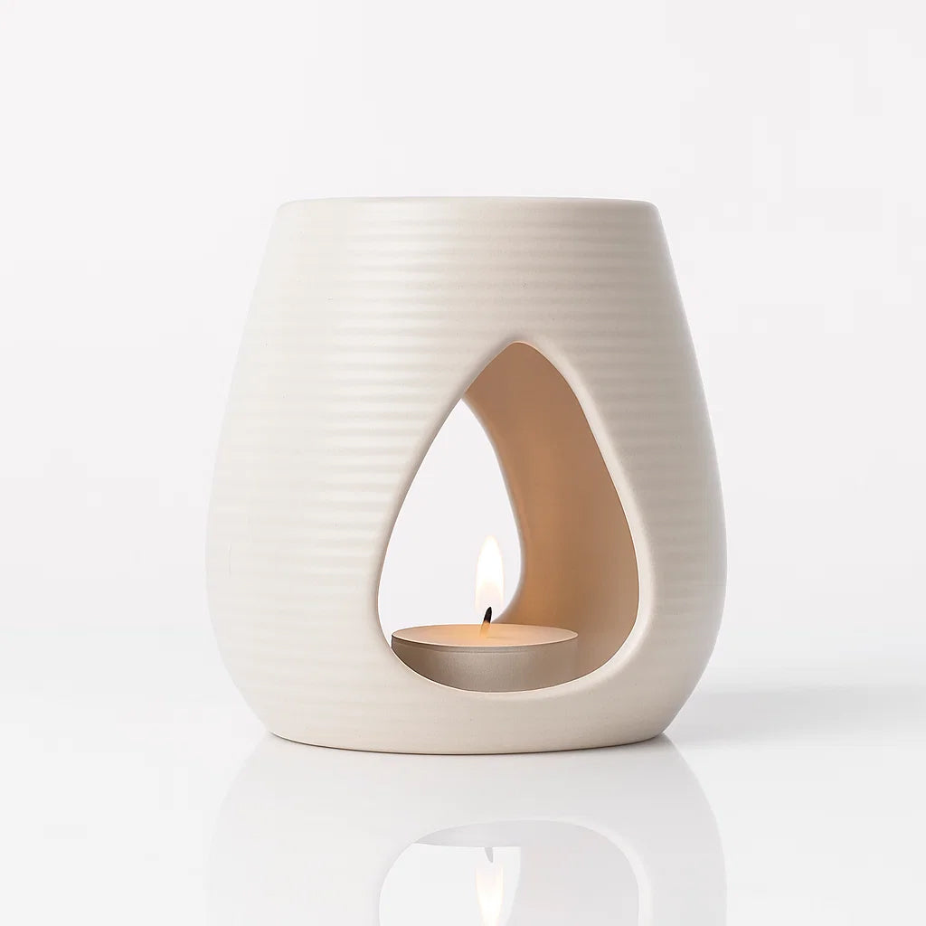 Geurbrander luxe Waxbrander wit geribbeld