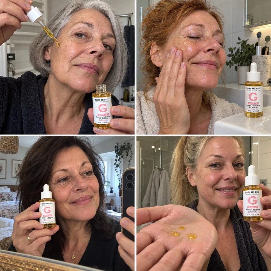 Vrouwen die het olieserum aanbrengen