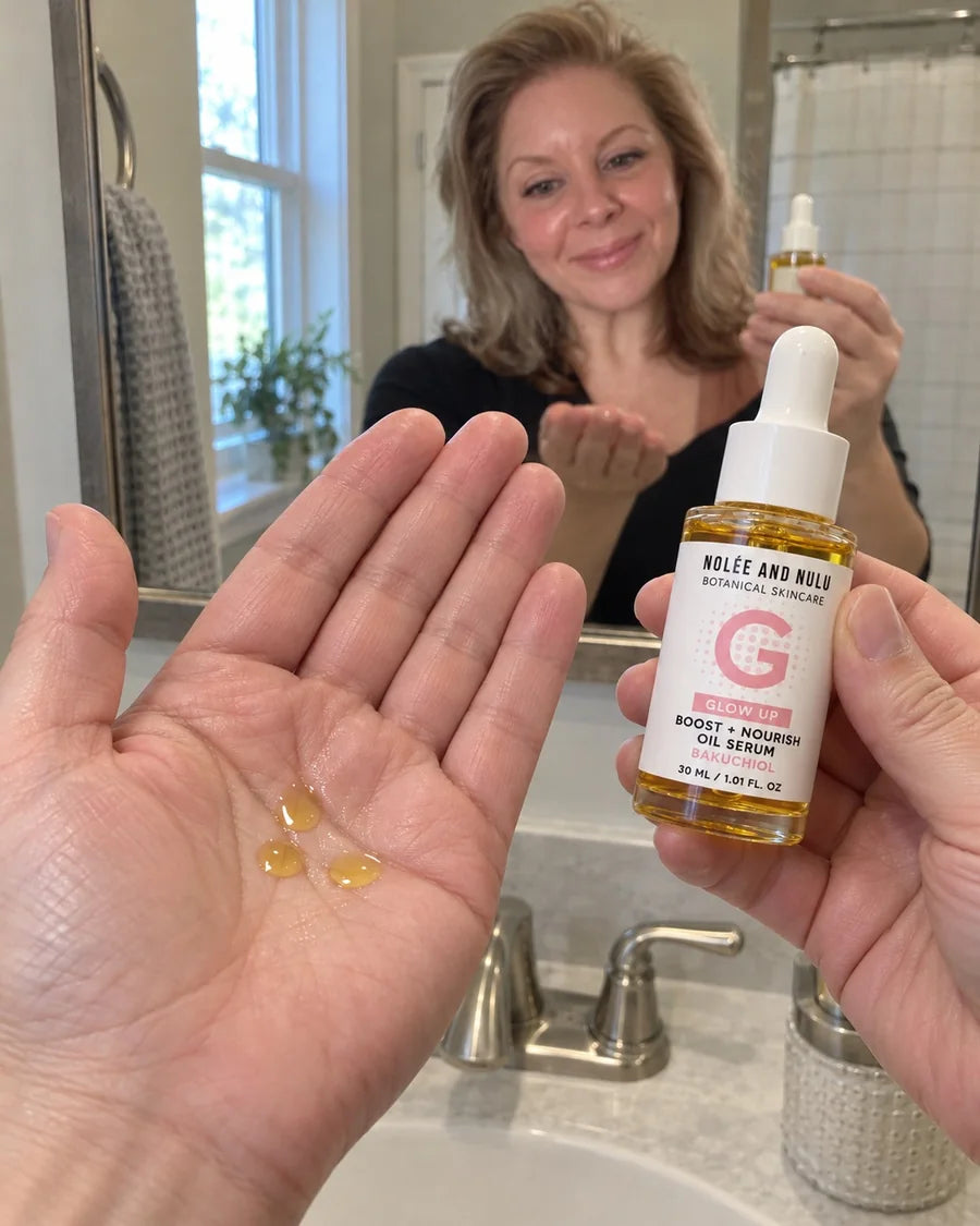 3 druppels olieserum in de hand